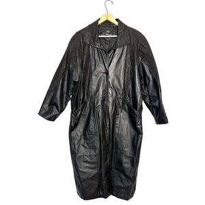 Pelle | Black Leather Trench Coat